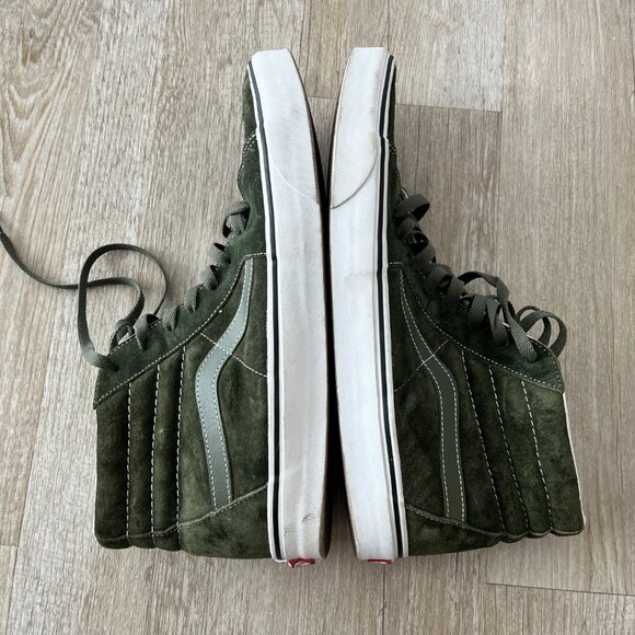 Mens Vans Sk8-Hi Olive Green Suede High Top Sneakers - 13 - Picture 5 of 10